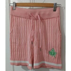 Ivy storehouse womens medium hi waist cable knit sweater shorts pink green